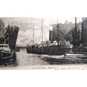 Jack Knife Bridge Buffalo New York Boat Steam Ship Postcard 1905 Undivided Docks